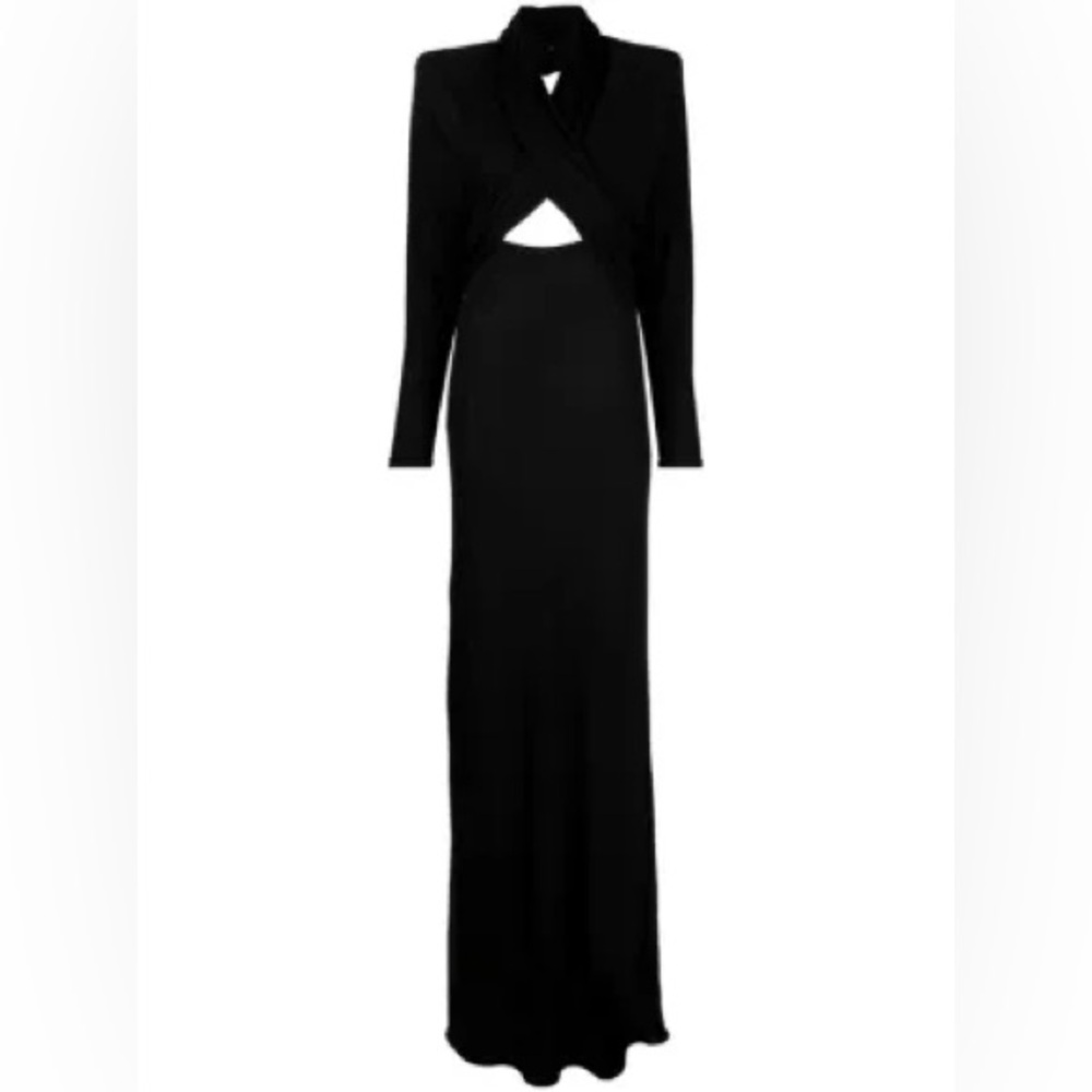Saint Laurent Hooded Cutout Maxi Black Dress